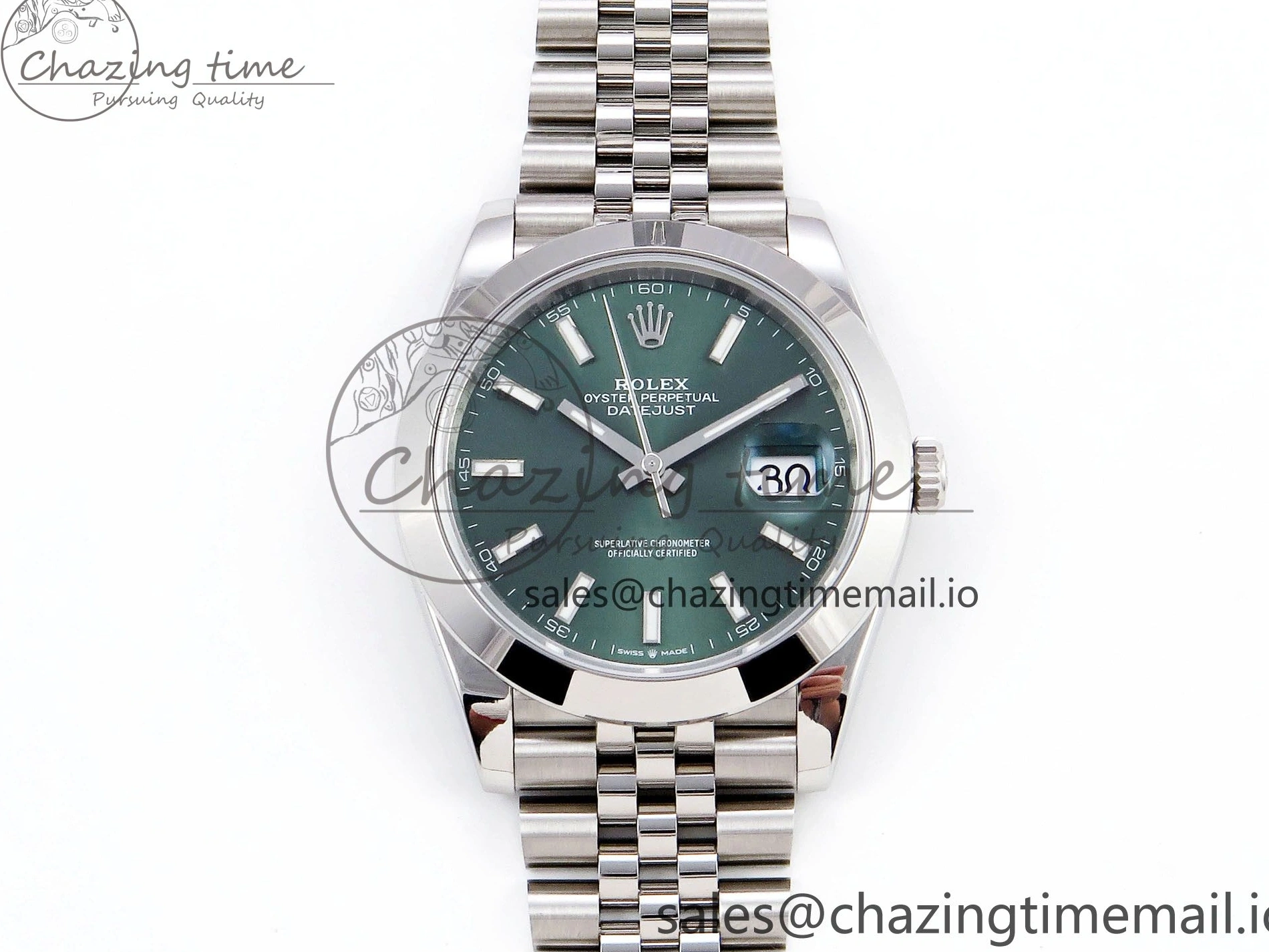Best AAA Replica Sites 904L on VSF Dial DateJust FreshLook 1282 Edition 41 VS 126330 Green SS Jubilee Bracelet 1:1 Best 0115